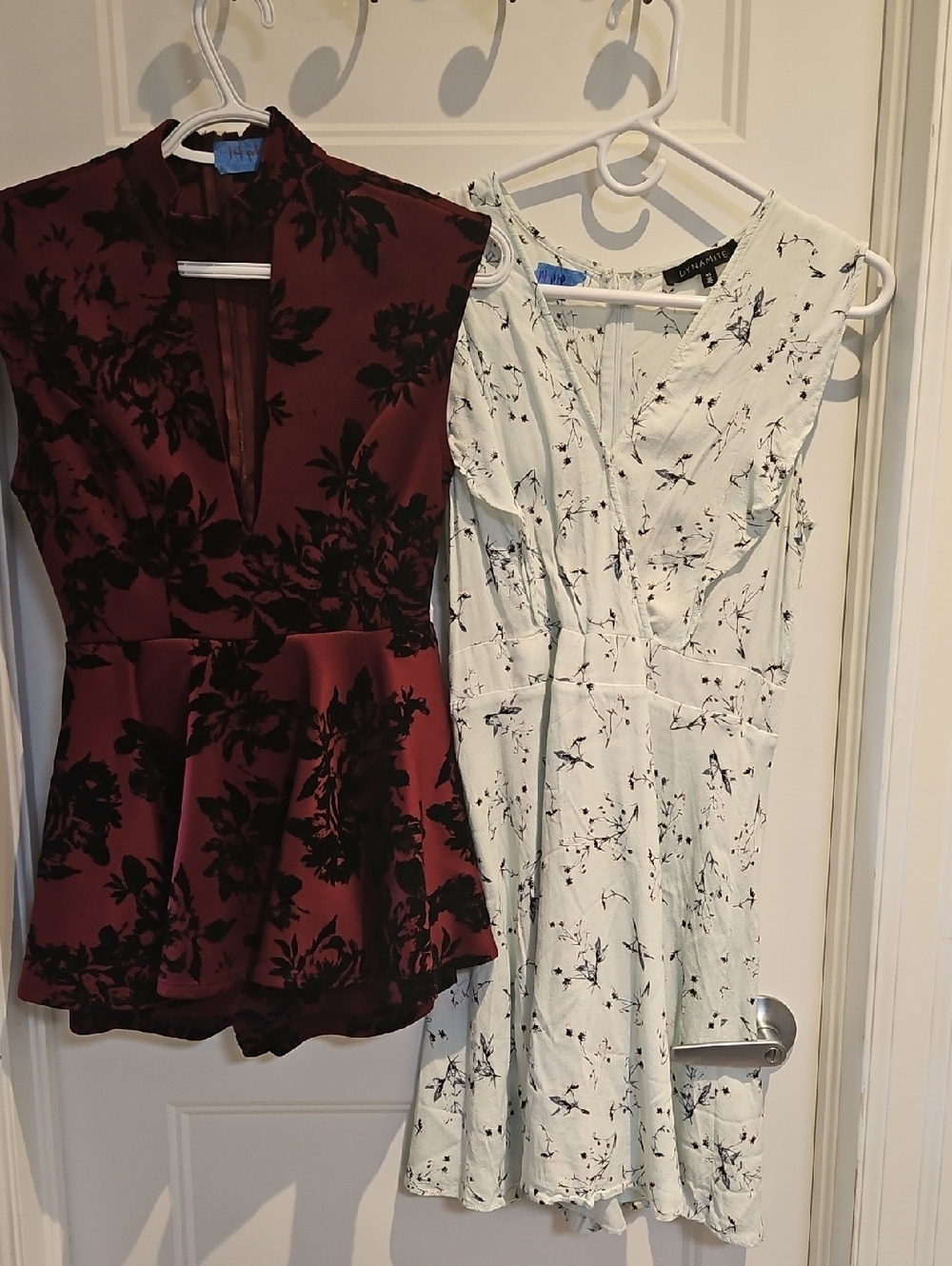 Privy Velvet Mini Dress & Dynamite Cream Floral Mini Dress